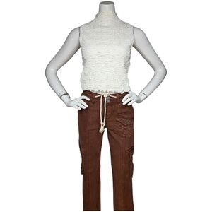 NWT Risen Brown Cargo Jeans High Rise Straight Leg Utility Size 9